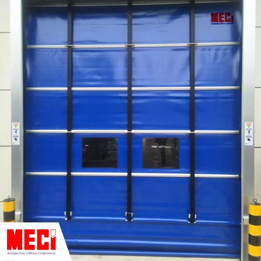 Sản phẩm Cửa cuốn nhanh dạng xếp MECI được lắp đặt tại nhà xưởng