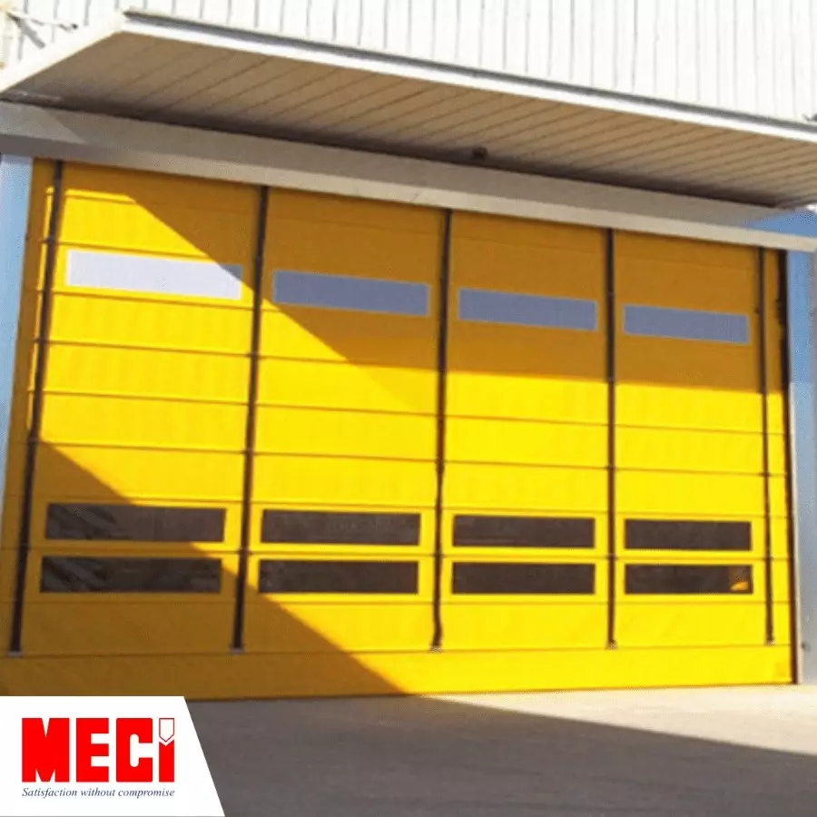 Sản phẩm Cửa cuốn nhanh dạng xếp MECI thực tế tại nhà xưởng