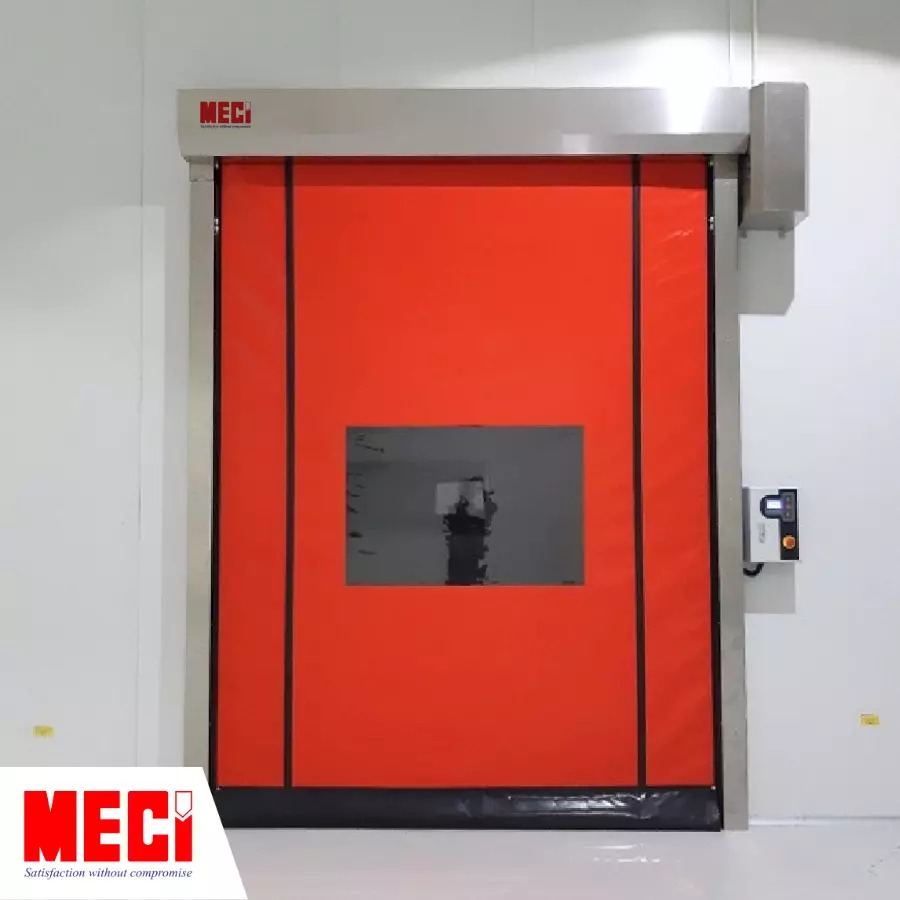 Sản phẩm Cửa cuốn nhanh tự phục hồi MECI được lắp đặt tại nhà xưởng