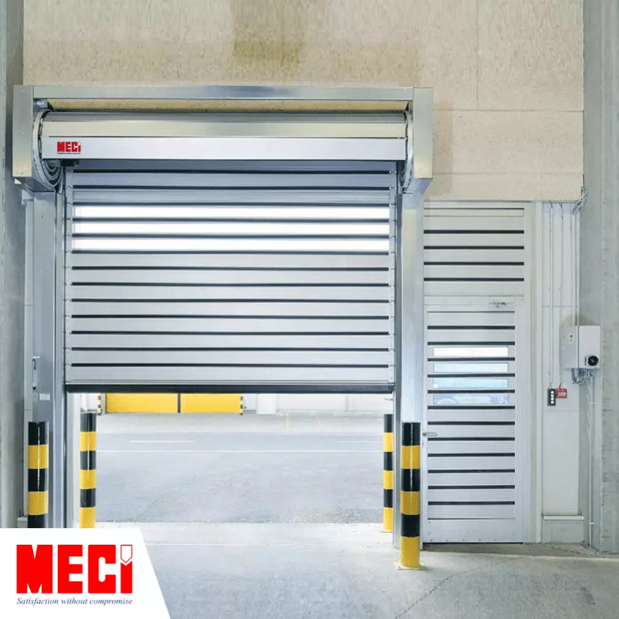Sản phẩm Cửa cuốn nhanh nan nhôm MECI được lắp đặt tại nhà xưởng
