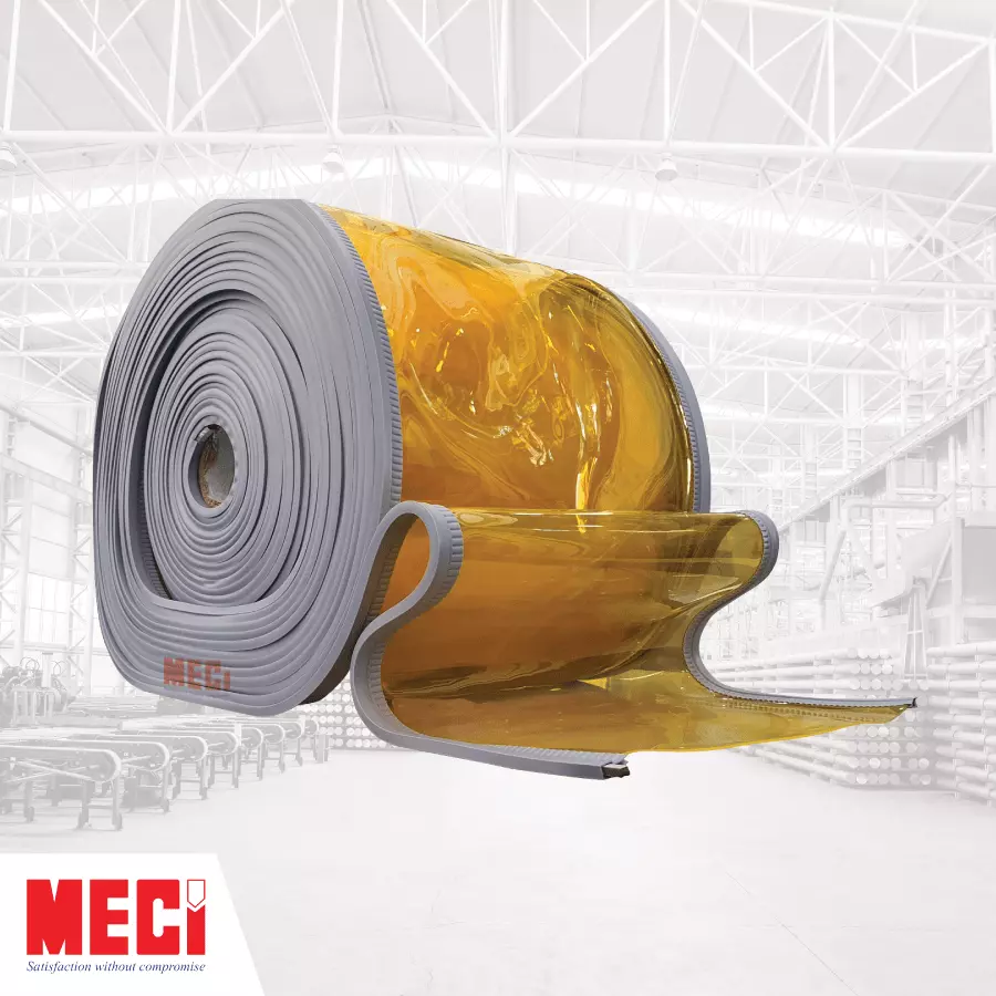 Cuộn nhựa PVC màu vàng có nam chân dọc thân nhựa