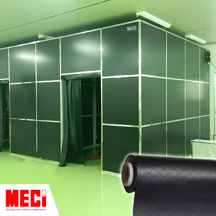 Căn phòng bằng nhựa PVC có cuộn nhựa hình mắt cáo
