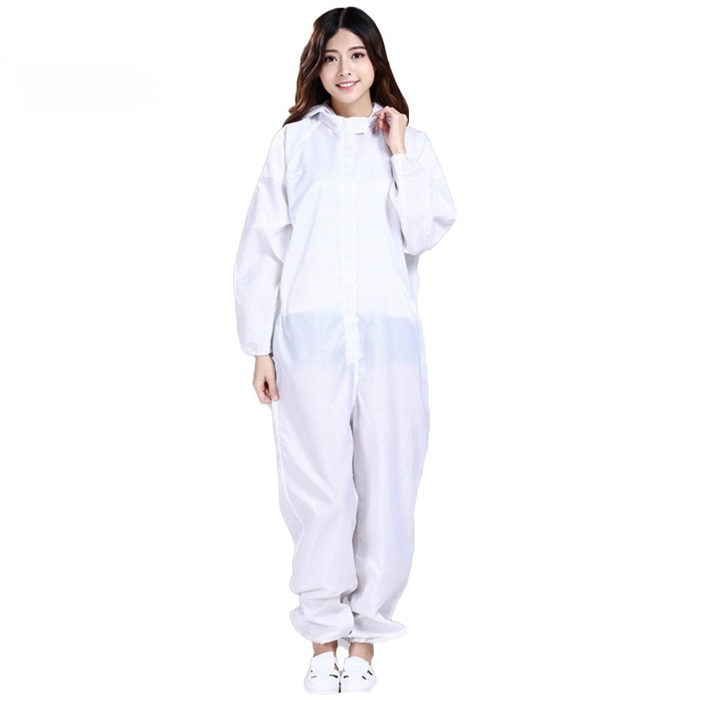 Mẫu áo liền quần phòng sạch màu trắng