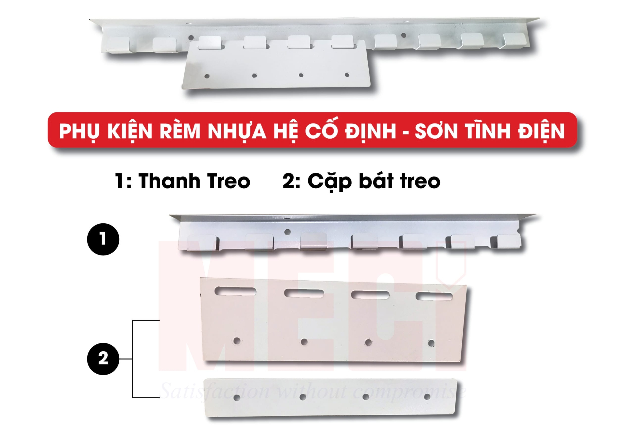 2 phụ kiện cho rèm nhựa hệ cố định loại sơn tĩnh điện