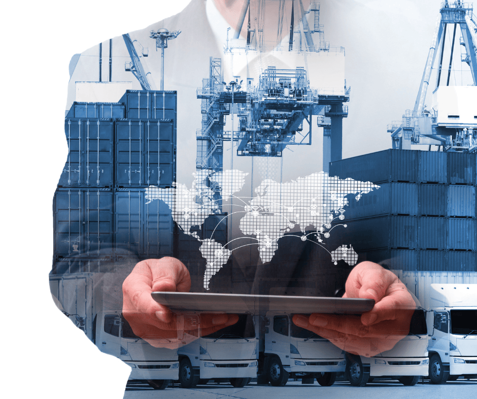 Người đàn ông cầm máy tính và kết nối khắp thế giới. 