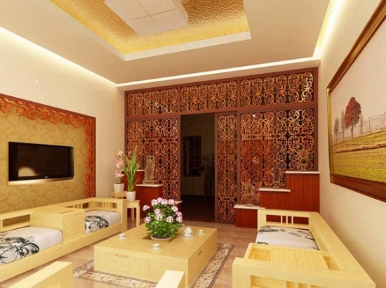 Kiểu vách ngăn phòng khách và phòng thờ đẹp - Mẫu 1 Mẫu vách ngăn phòng khách và phòng thờ - Hình 1