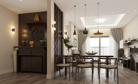 Kiểu vách ngăn phòng khách và phòng thờ đẹp - Mẫu 3 Mẫu vách ngăn phòng khách và phòng thờ - Hình 3