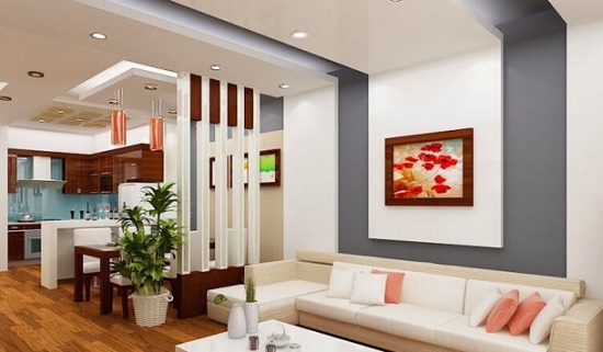 Kiểu vách ngăn phòng khách cực đẹp bằng thạch cao - Mẫu 1 Mẫu vách ngăn phòng khách bằng thạch cao - Hình 1