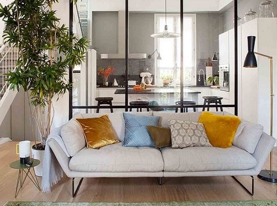 Kiểu vách ngăn phòng khách bằng vật liệu nhôm kính đẹp - Mẫu 2 Mẫu vách ngăn phòng khách bằng nhôm kính - Hình 2