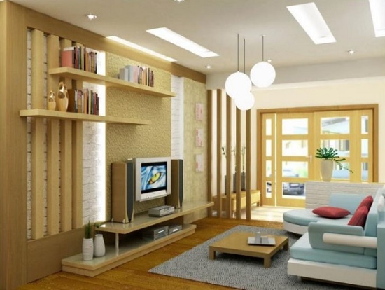 Kiểu vách ngăn phòng khách sử dụng gỗ công nghiệp - Mẫu 2 Mẫu vách ngăn phòng khách bằng gỗ công nghiệp - Hình 2