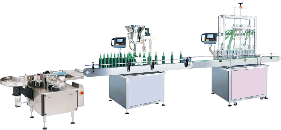 Hệ thống máy móc của một dây chuyền chiết rót tự động
