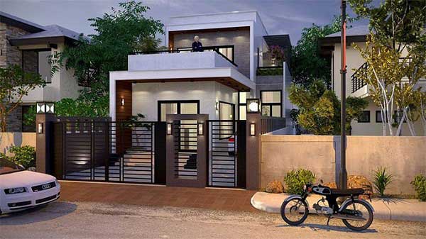 Mẫu nhà 2 tầng có ban công phong cách Nhật Bản