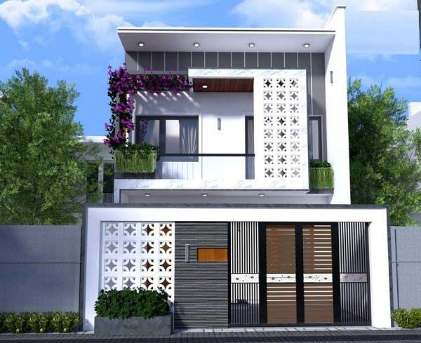 Mẫu nhà 2 tầng đẹp giá 700 triệu mái bằng sang trọng