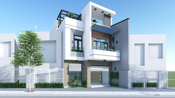 Mẫu nhà 2 tầng có sân thượng và vườn giá 700 triệu góc chéo