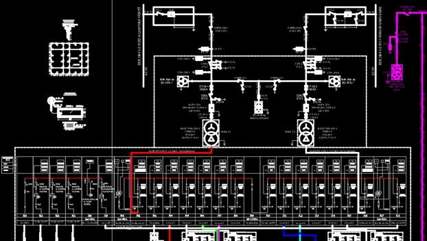 Một bản vẽ thiết kế hệ thống điện đã hoàn thiện