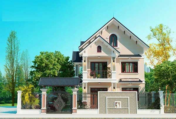 Mẫu nhà kiểu Nhật 2 tầng 1 tầng áp mái