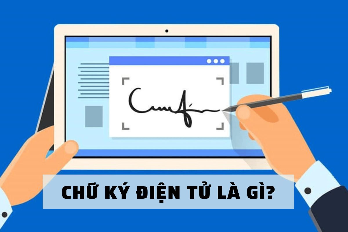 Hình ảnh người viết lên máy tính thể hiện chữ ký điện tử là gì.