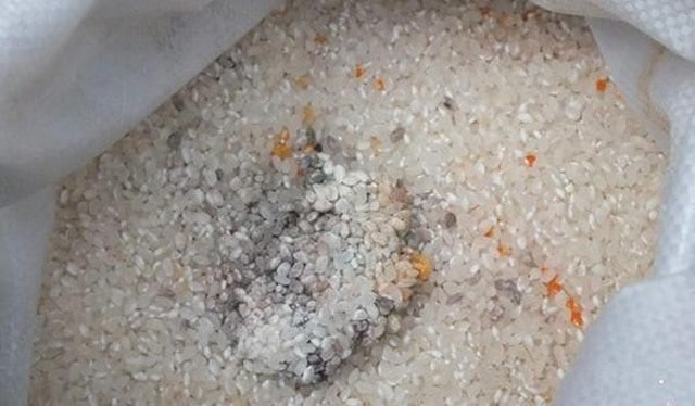 Gạo trong bao bị mốc xuất hiện những đốm nhỏ màu cam