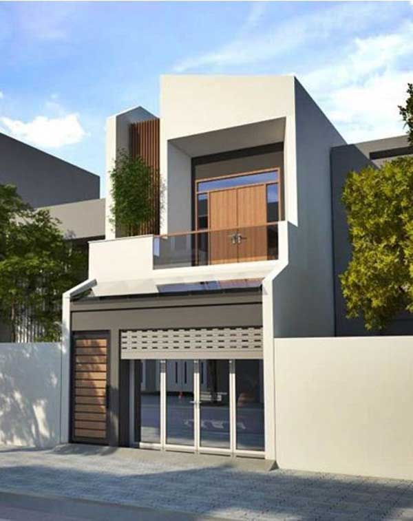 Nhà 2 tầng có thiết kế cửa kính cường lực