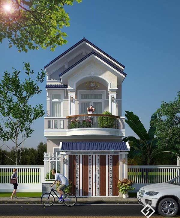 nhà 2 tầng 2 mái