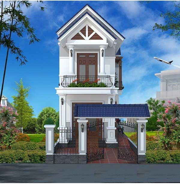 Nhà 2 tầng mái thái có độ dốc lớn