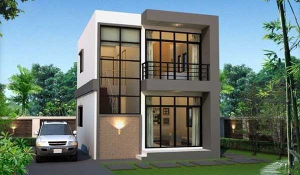 Nhà 2 tầng với gam mày ghi cà phê