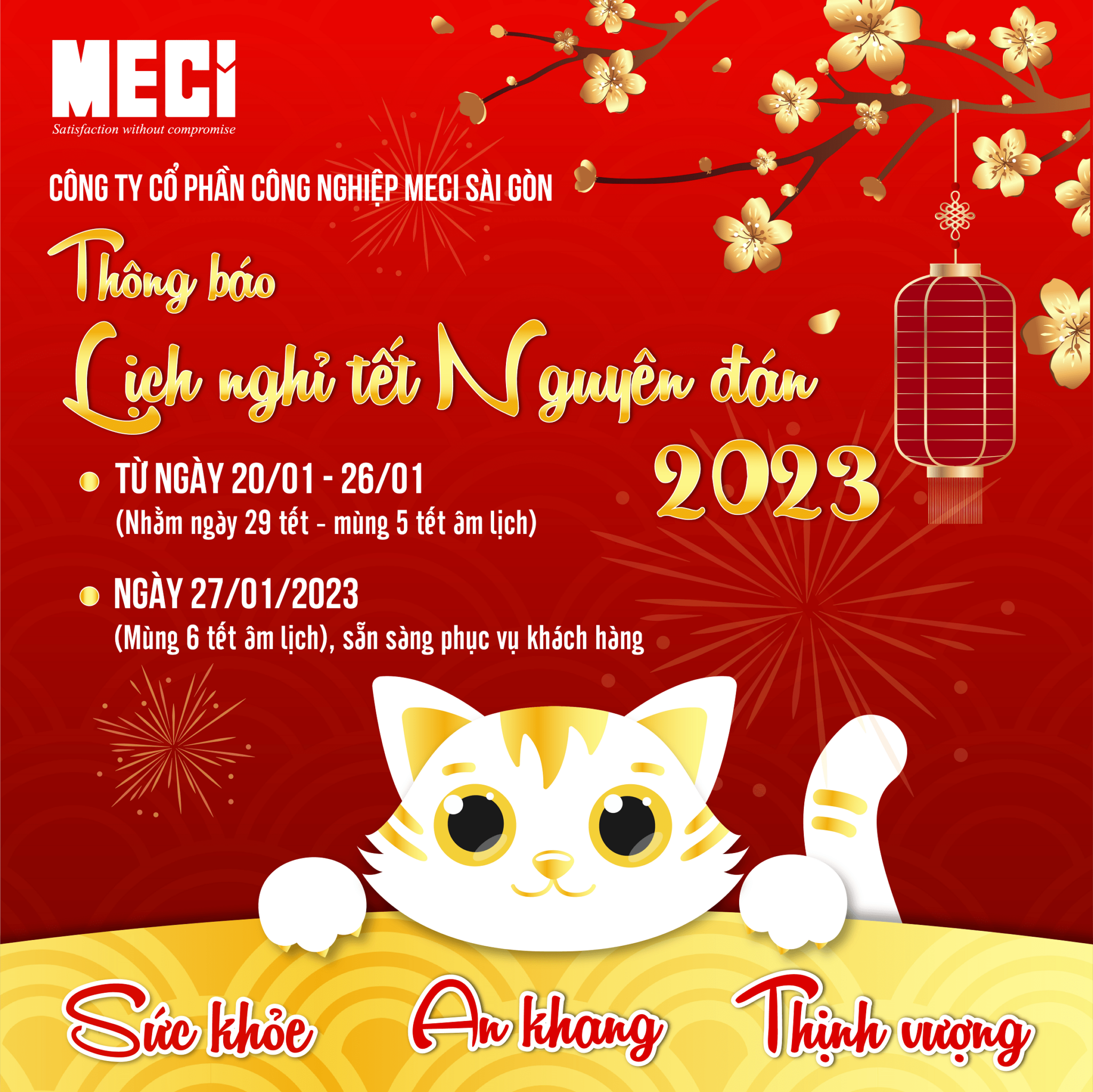 ảnh thông báo thời gian nghỉ tết nguyên đán 2023 kèm lời chúc năm mới