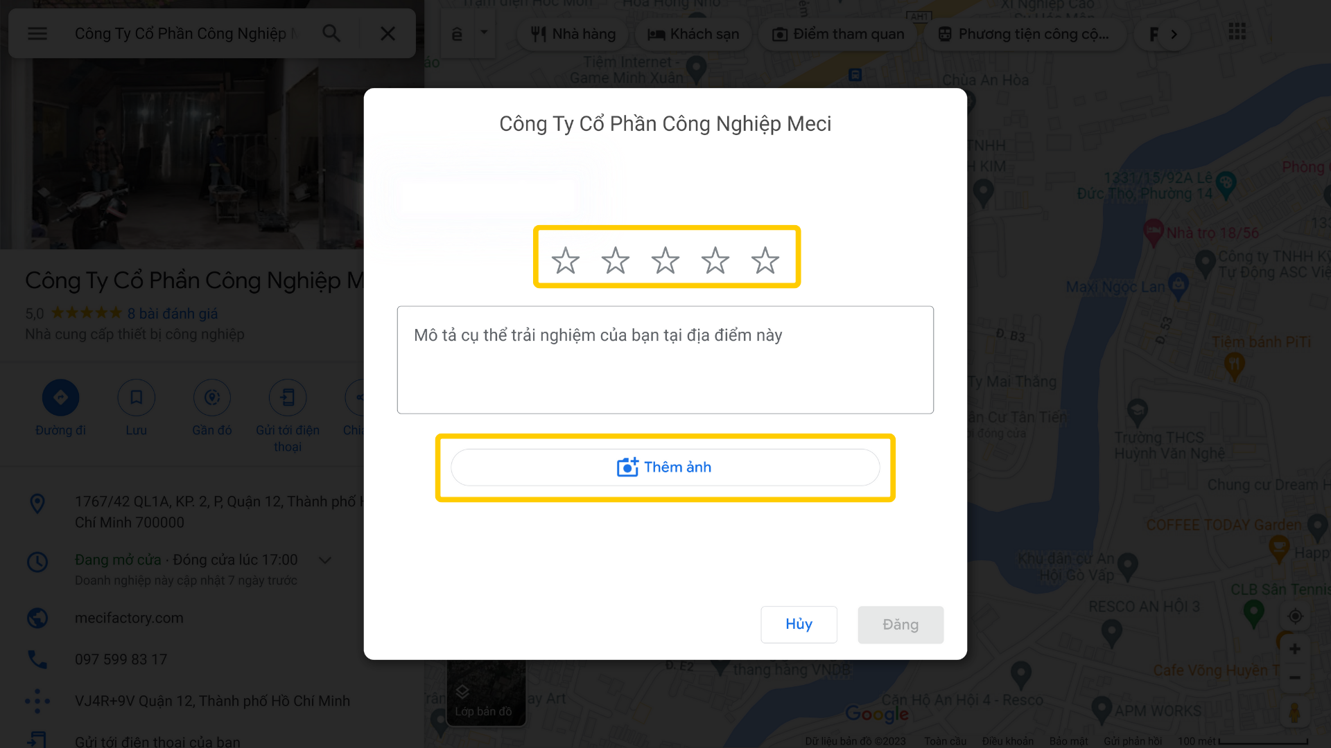 đánh giá cửa hàng MECI tại Google Maps