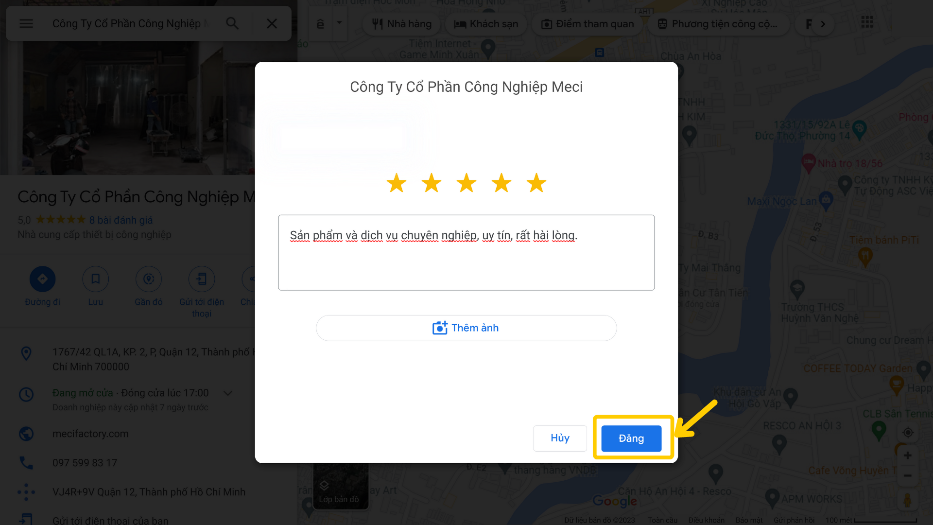đánh giá cửa hàng MECI tại Google Maps