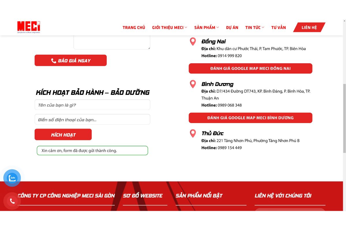 Hình ảnh hướng dẫn kích hoạt bảo hành bảo dưỡng sản phẩm meci sài gòn.