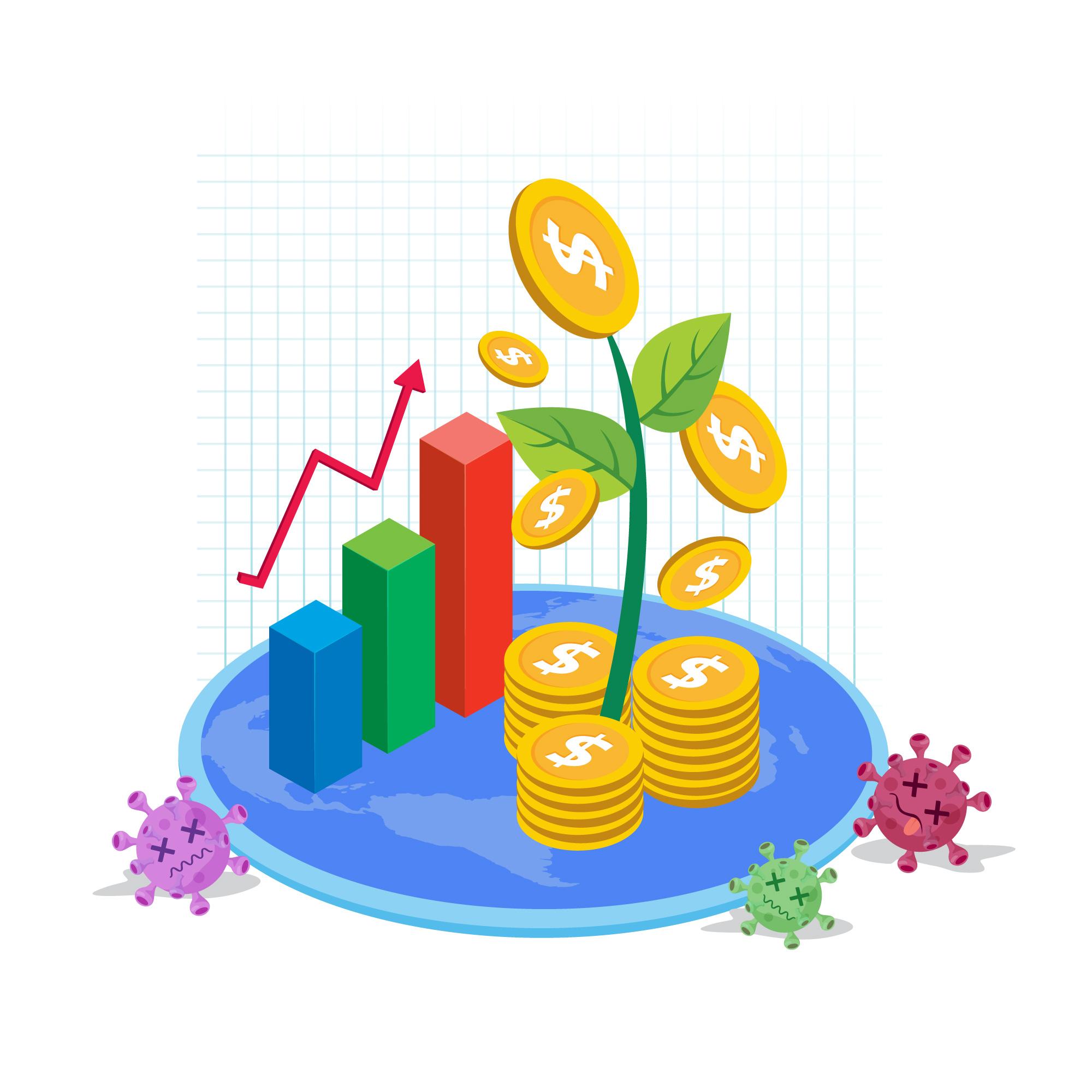 Minh họa hình ảnh tăng trưởng về kinh tế