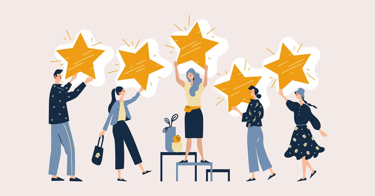 Ảnh minh họa các khách hàng đang đánh giá 5 sao cho dịch vụ