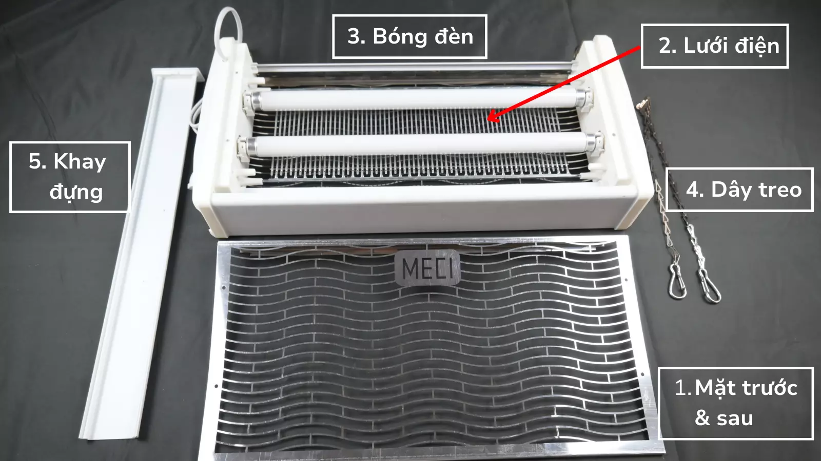 Từng thành phần cấu tạo đèn diệt côn trùng