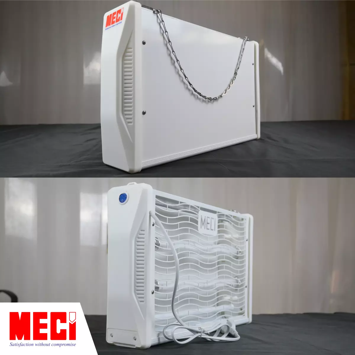 Mặt trước và mặt sau đèn diệt côn trùng MECI
