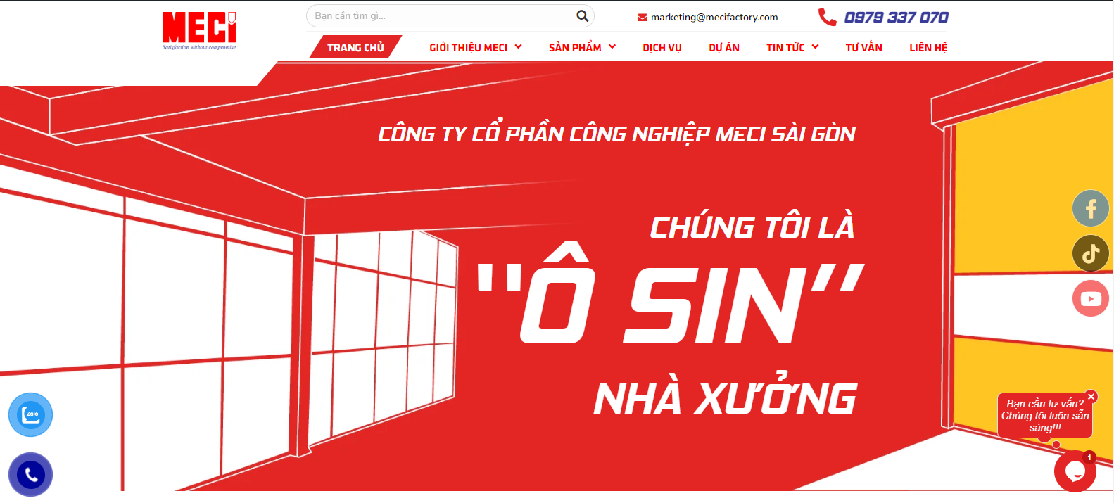 Giao diện trang chủ MECI.