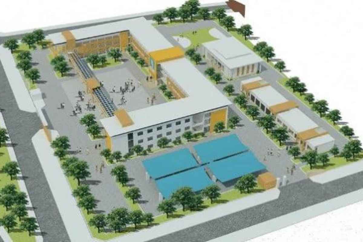 Một bản thiết kế trường học nhìn từ trên cao