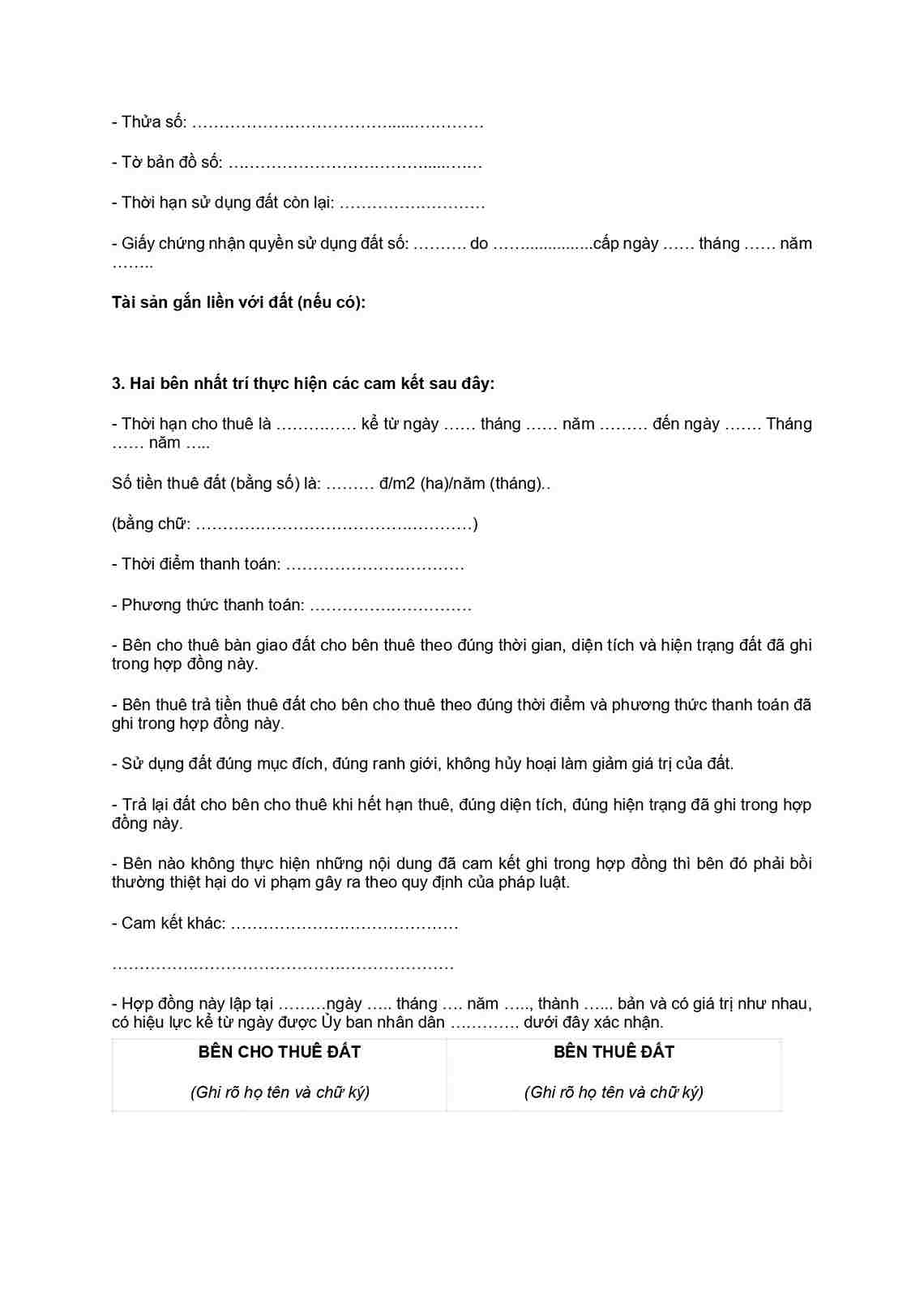 Mẫu nội dung hợp đồng thuê đất làm nhà xưởng