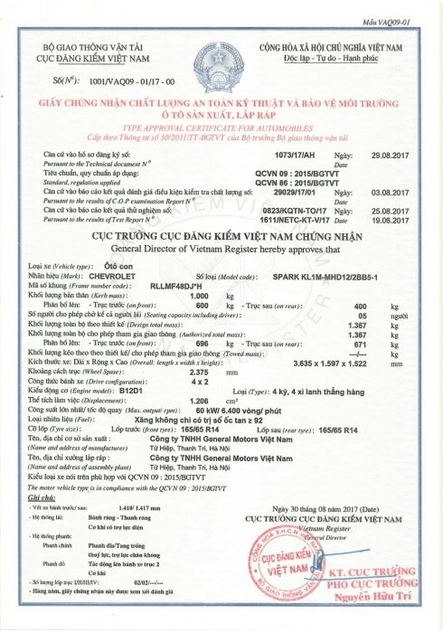 Mẫu chứng nhận hợp quy đối với sản xuất sản phẩm