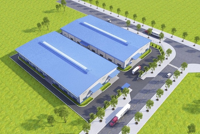 Hai mô hình thiết kế nhà xưởng công nghiệp nhìn từ trên cao