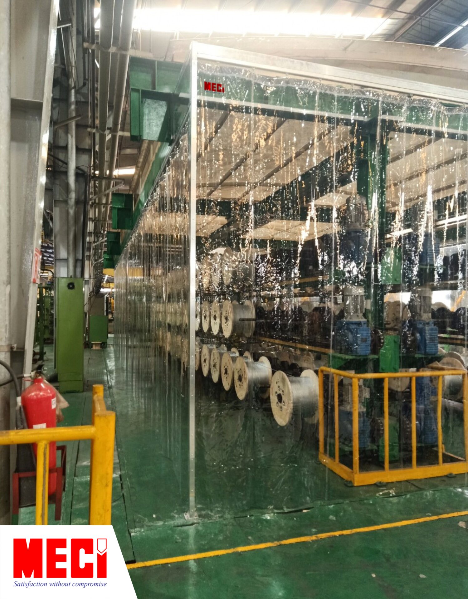 rèm nhựa hệ kéo dạt củ MECI được lắp đặt máy móc tại nhà máy Dongil Rubber Belt Việt Nam