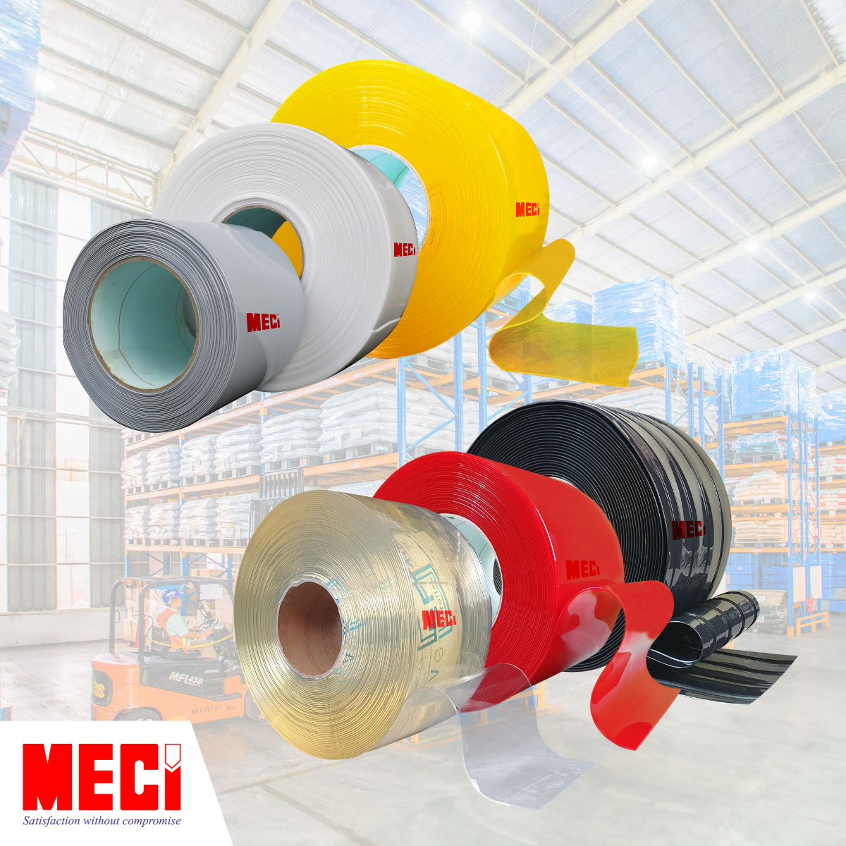 6 cuộn nhựa pvc tiêu chuẩn màu xám, trắng, vàng, trắng trong, đỏ và đen
