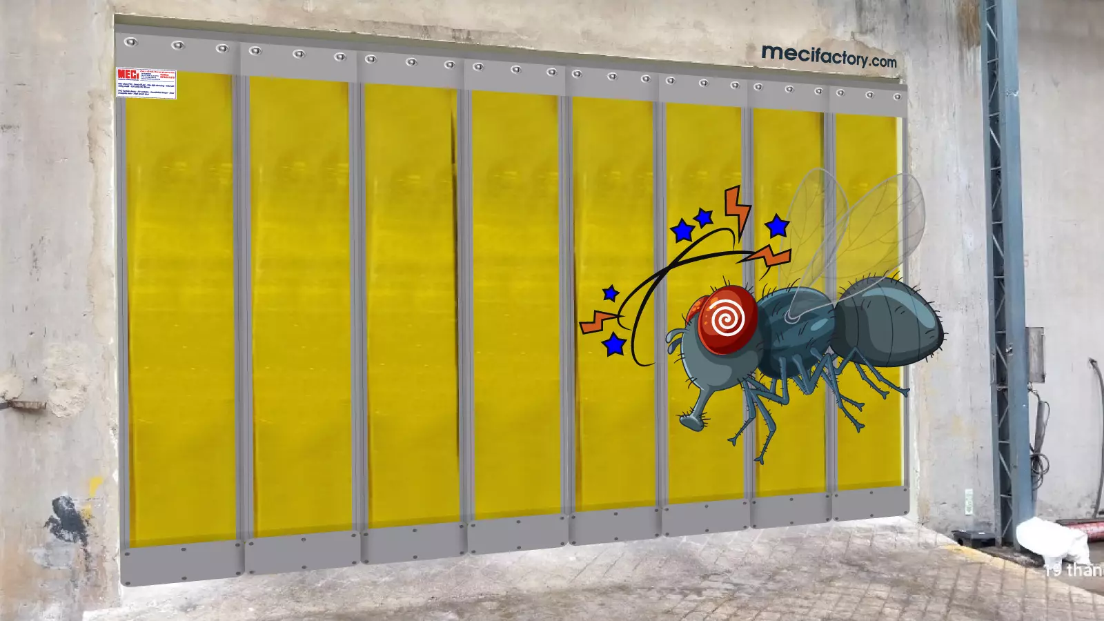 Côn trùng đứng trước rèm nam châm màu vàng và đang bối rối