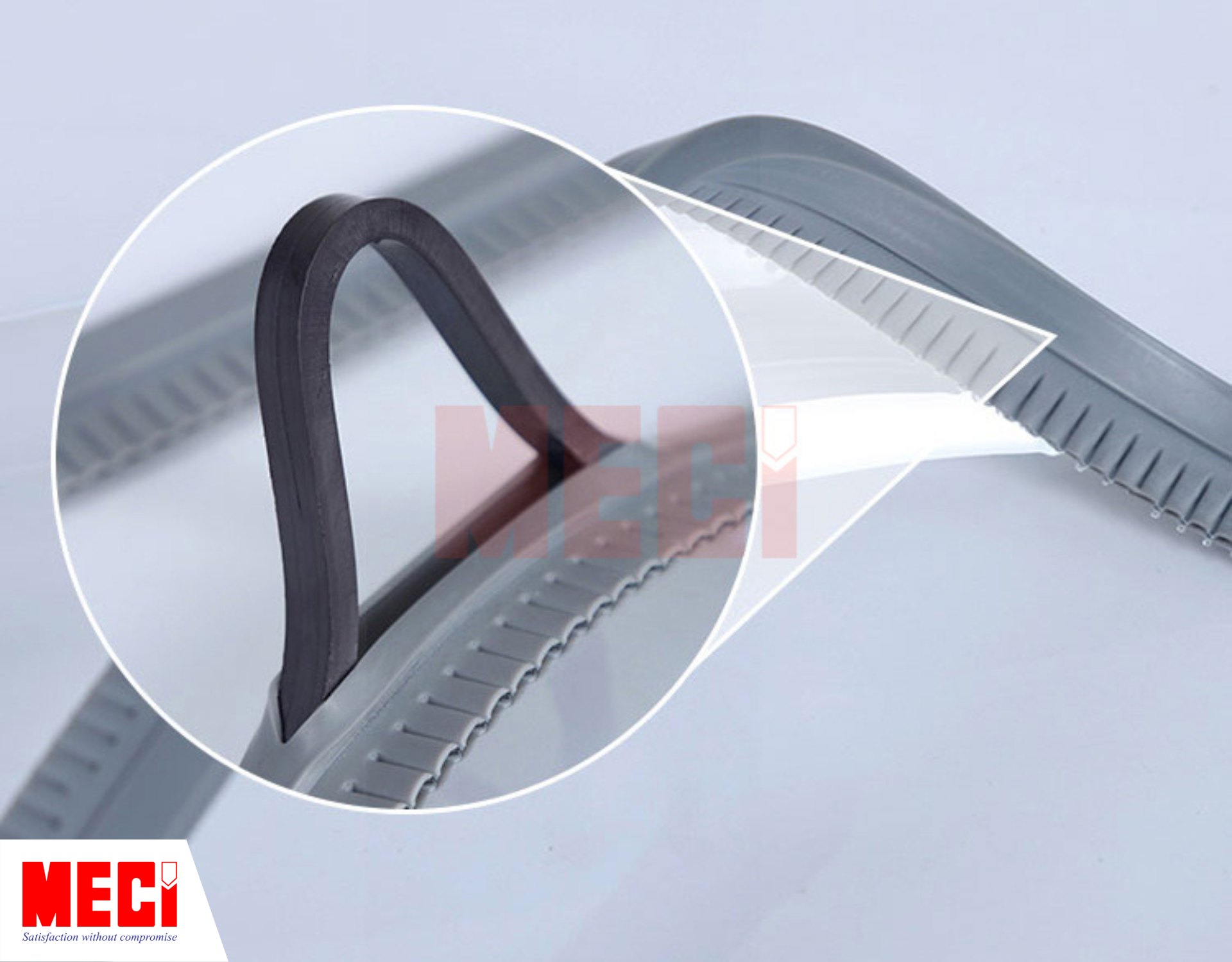 bức ảnh sợi nhựa nam châm có cái hình tròn chỉ ra từ viền nam châm, bên trong hình tròn là cận cảnh lõi nam châm trồi lên bên dưới lớp cao su