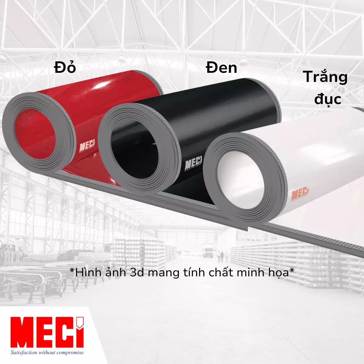 hình vẽ 3 cuộn nhựa nam châm màu đỏ, màu đen, màu trắng cạnh nhau