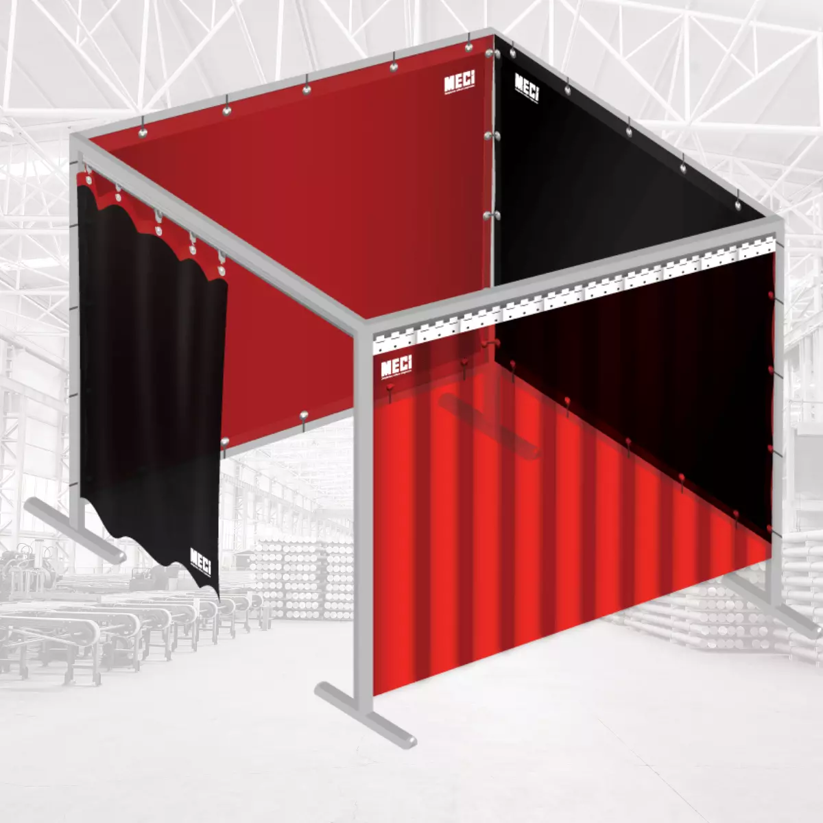 Mô hình 3d các loại màn nhựa đỏ, đen