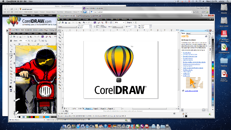 Giao diện phần mềm Coreldraw X6 64 bit