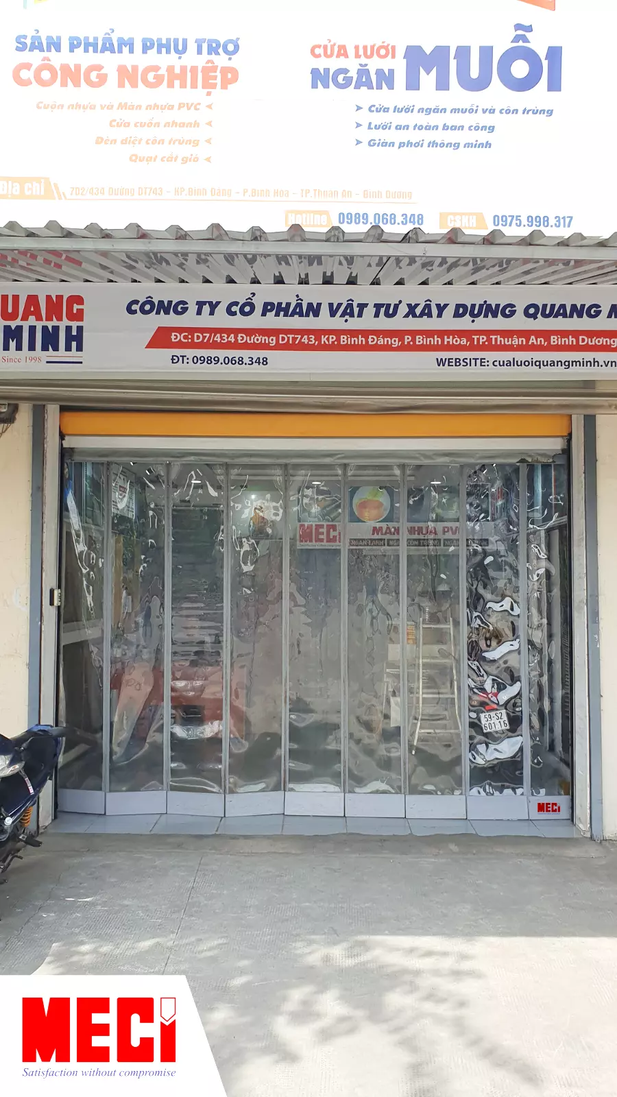 Rèm nhựa nam châm lắp tại cửa hàng măt tiền đường 