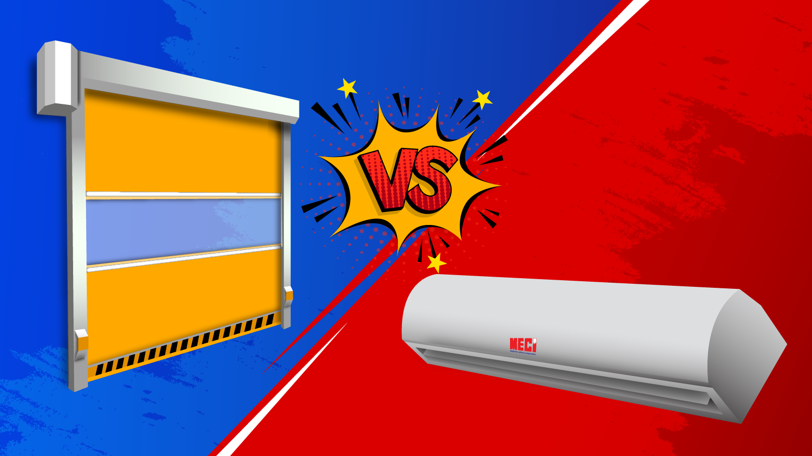 Hình ảnh so sánh quạt cắt gió và cửa cuốn nhanh