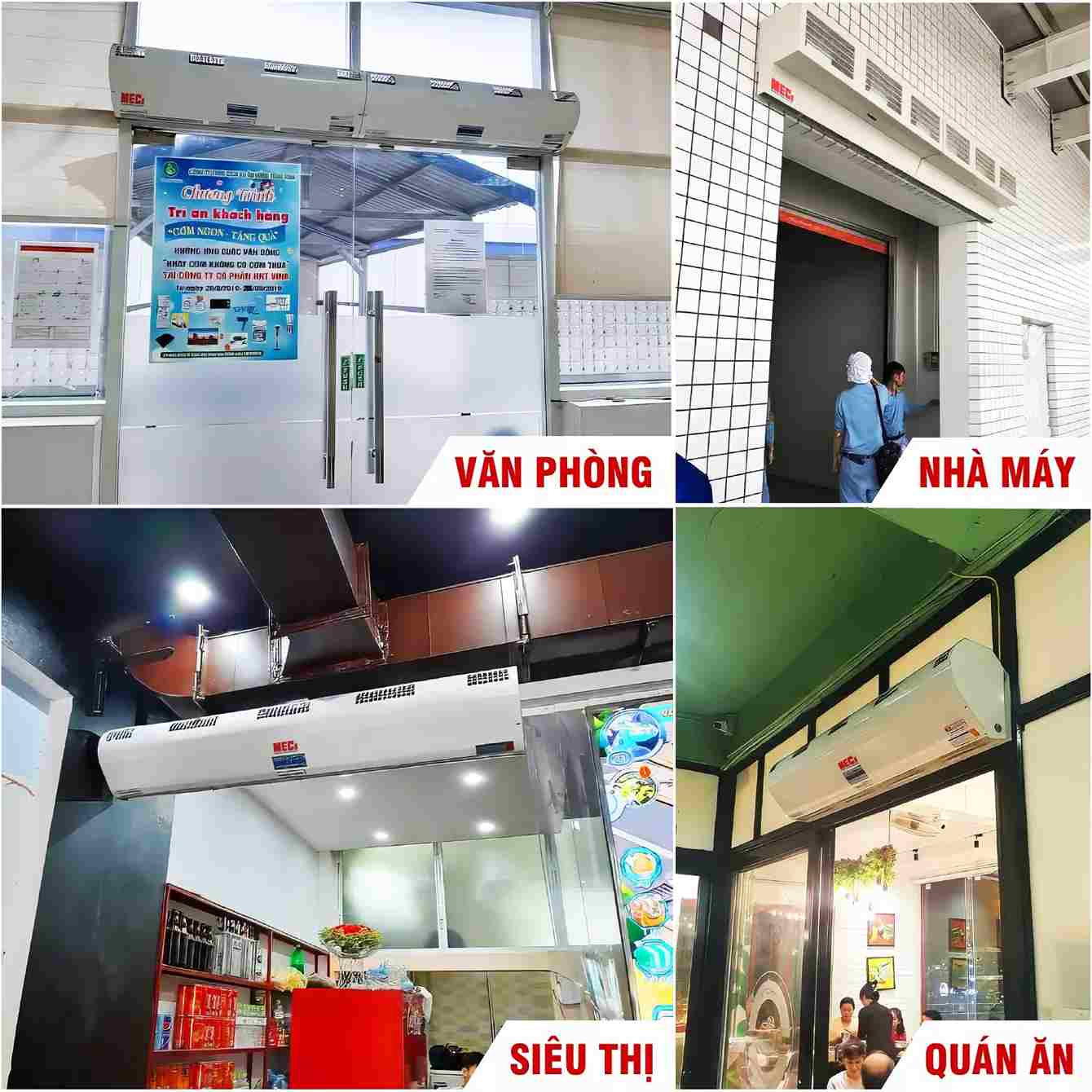 Hình ảnh thể hiện những khu vực lắp đặt quạt cắt gió