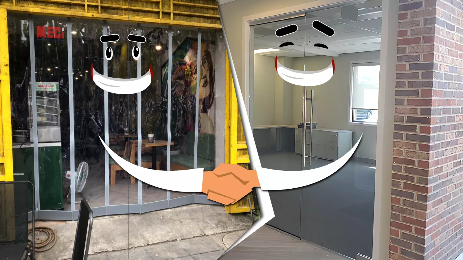 Rèm nhựa nam châm và cửa kinh đang bắt tay nhau